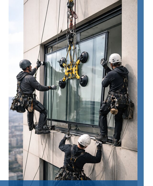 Монтаж стеклопакетов на высоте в Тихорецке от 3298 р. | ВЫСОТНИК-Тхр