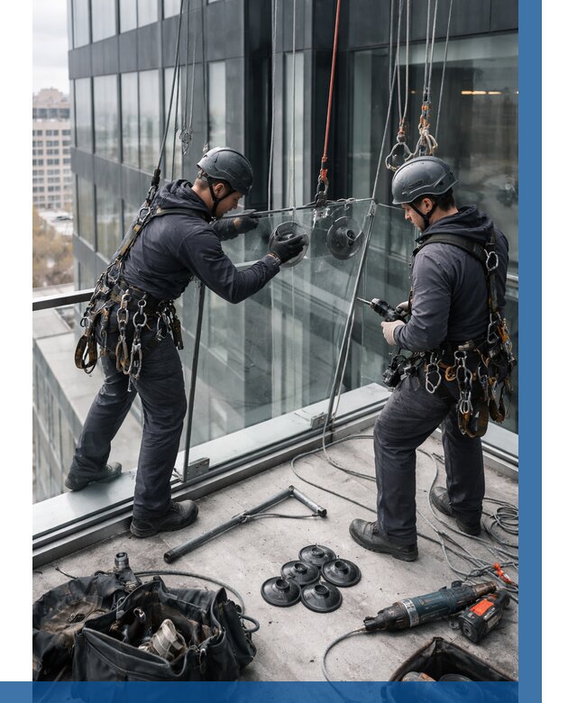 Монтаж стеклянных ограждений в Тихорецке от 2577 р. | ВЫСОТНИК-Тхр