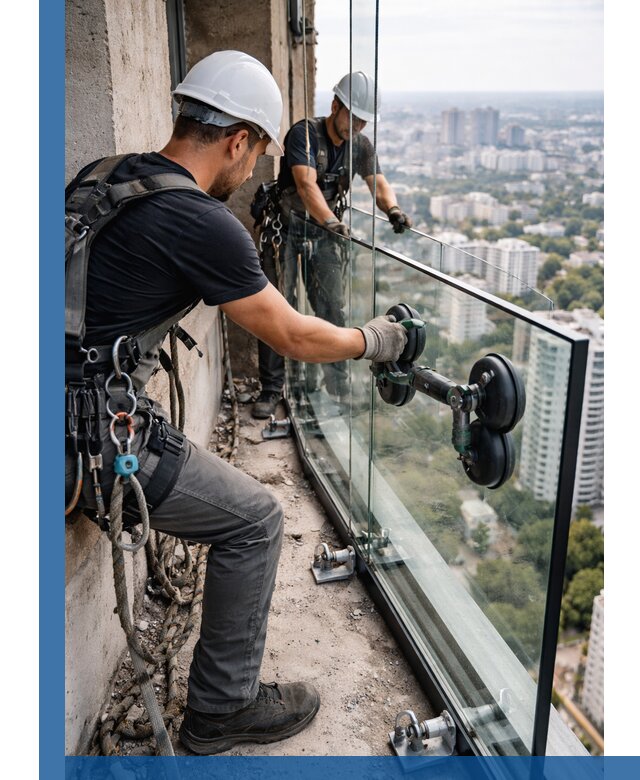 Монтаж стеклянных ограждений под ключ с гарантией в Тихорецке