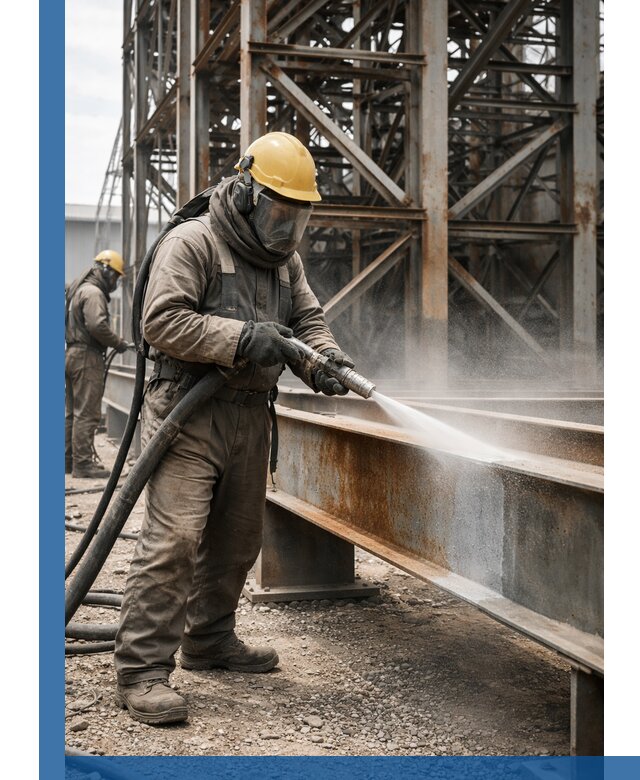 Пескоструйная очистка металлоконструкций в Тихорецке промышленная