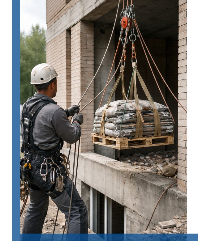 Подъем материалов на этаж веревками в Тихорецке оперативно