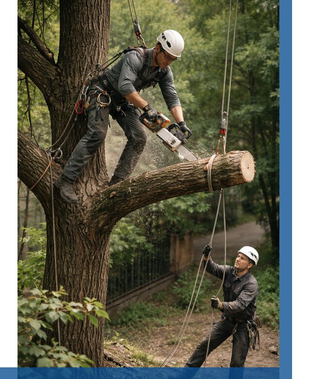 Спил деревьев альпинистами в Тихорецке от 8246 р. | ВЫСОТНИК-Тхр
