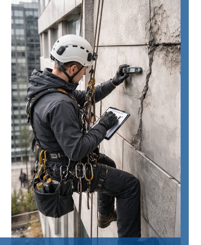 Обследование фасада альпинистами в Тихорецке от 124 р. | ВЫСОТНИК-Тхр