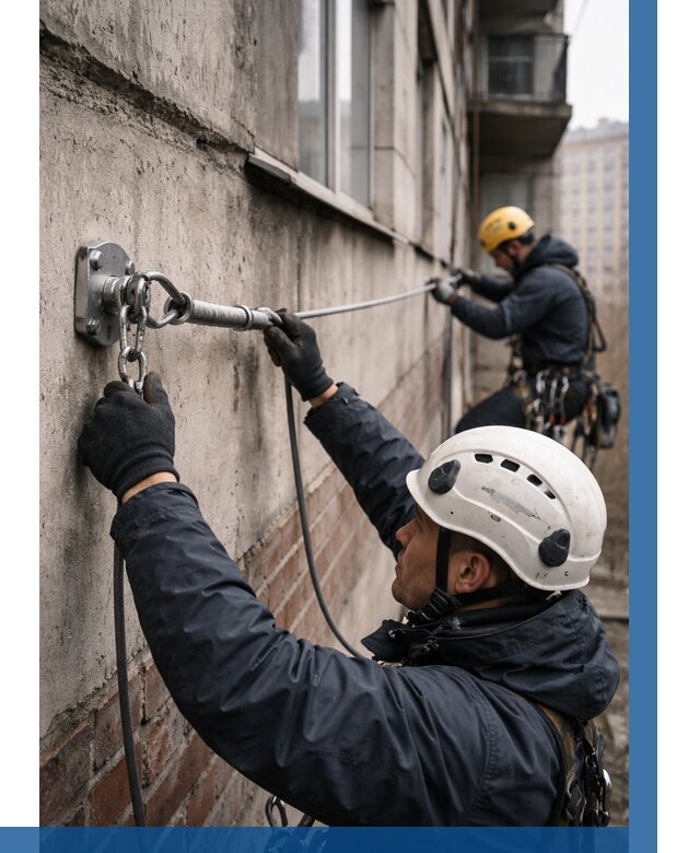 Монтаж анкерных линий в Тихорецке от 3092 р. | ВЫСОТНИК-Тхр