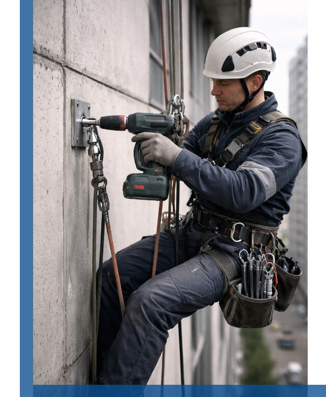 Установка анкерных точек для высотных работ в Тихорецке